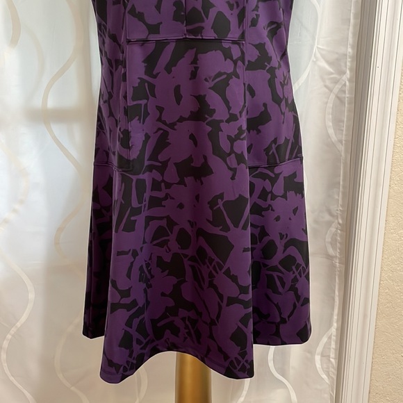 Covington Cap Sleeve Purple And Black Flare Dress, Size Large - Picture 3 of 9